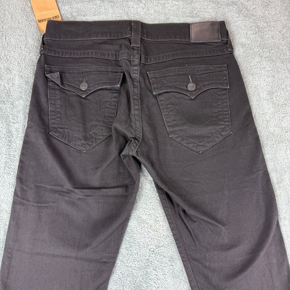 True Religion Ricky Relaxed Straight Jeans Mens Size 34 Black Made USA - Picture 9 of 10